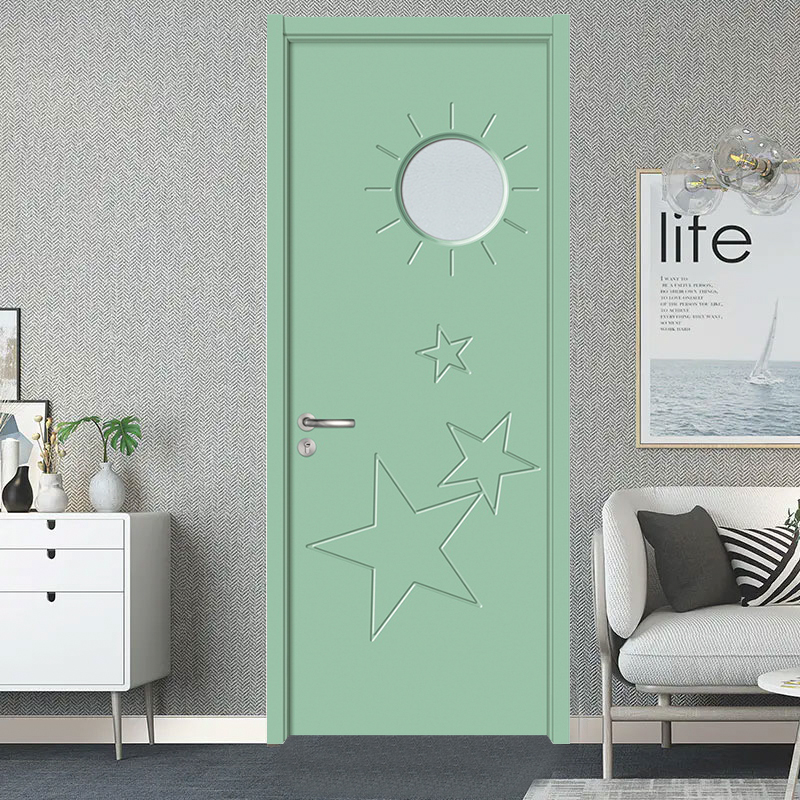 GA20-113B Zelená karikatúra PVC vyrezávané izbové dvere sklenené drevené dvere